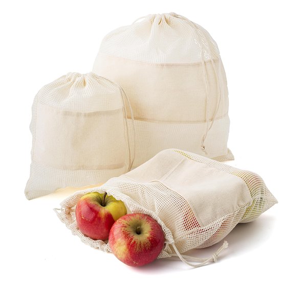 Set aus drei wiederverwendbaren Taschen aus Baumwollgewebe Rudinest