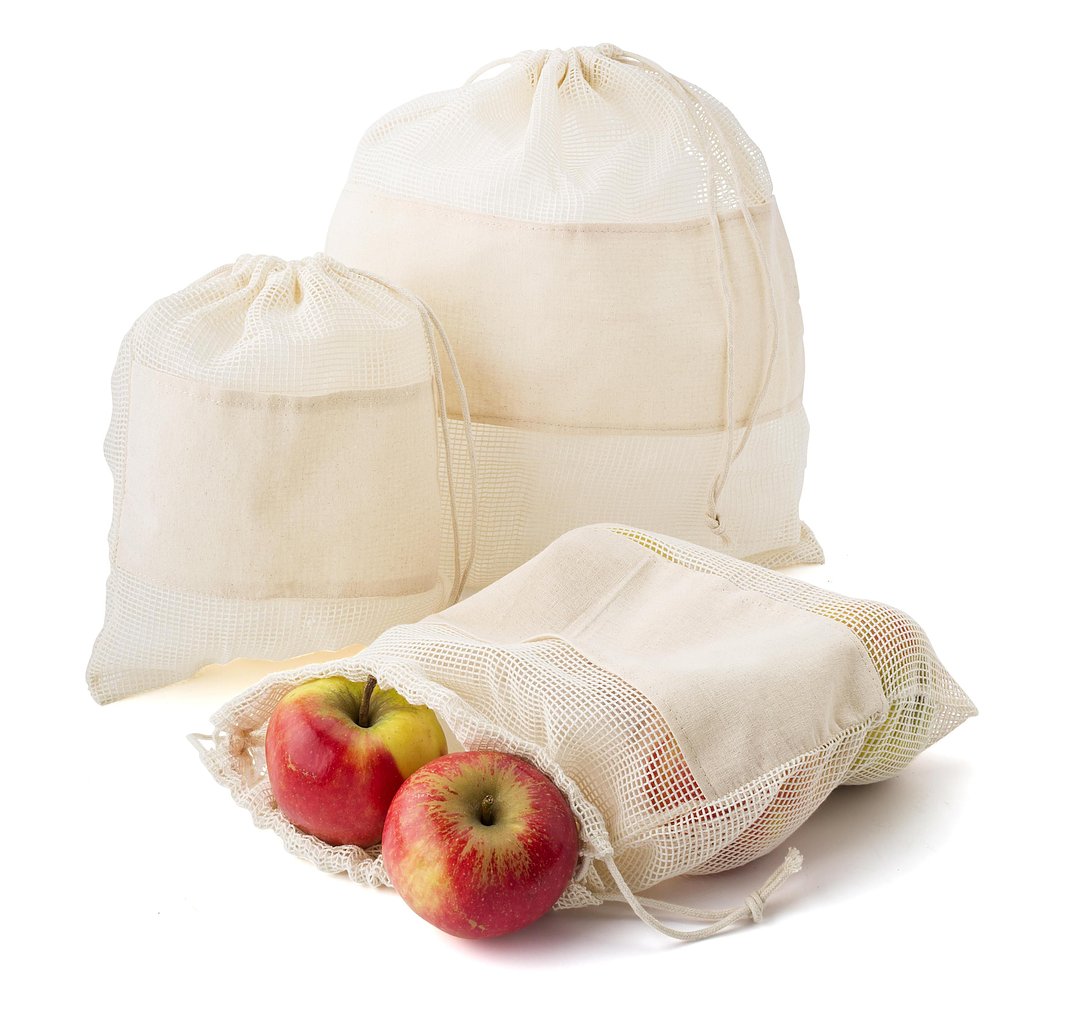 Set aus drei wiederverwendbaren Taschen aus Baumwollgewebe Rudinest