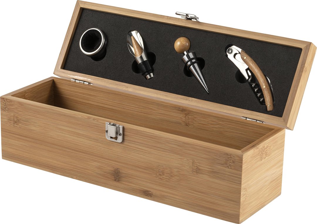 Weinset und Geschenkbox aus Bambus Mengla