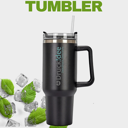 Tumbler 1.2 Liter Thermobecher aus Edelstahl mit Strohhalm und Henkel
