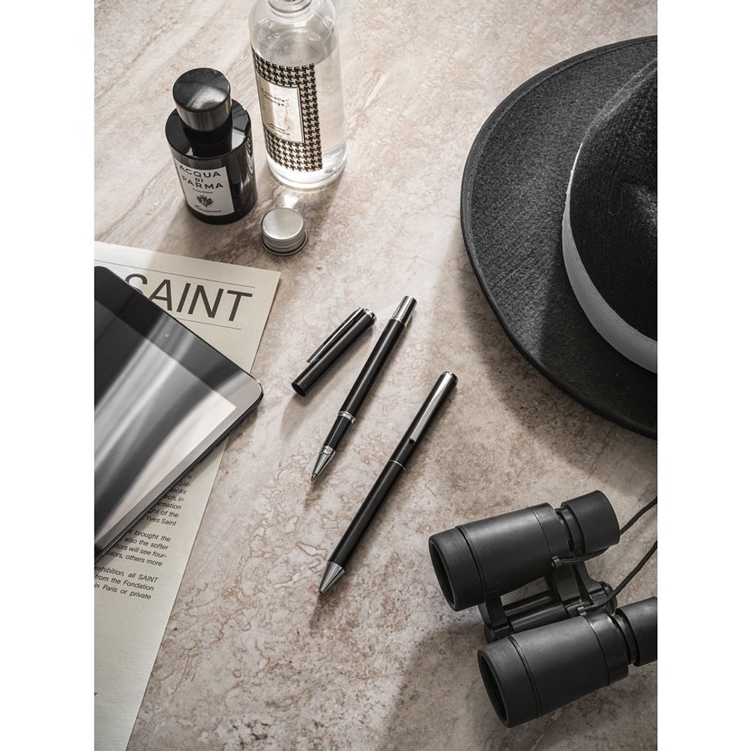 Roll- und Kugelschreiber aus recyceltem Aluminium (53% bzw. 94% recycelt) mit Clip Mudina