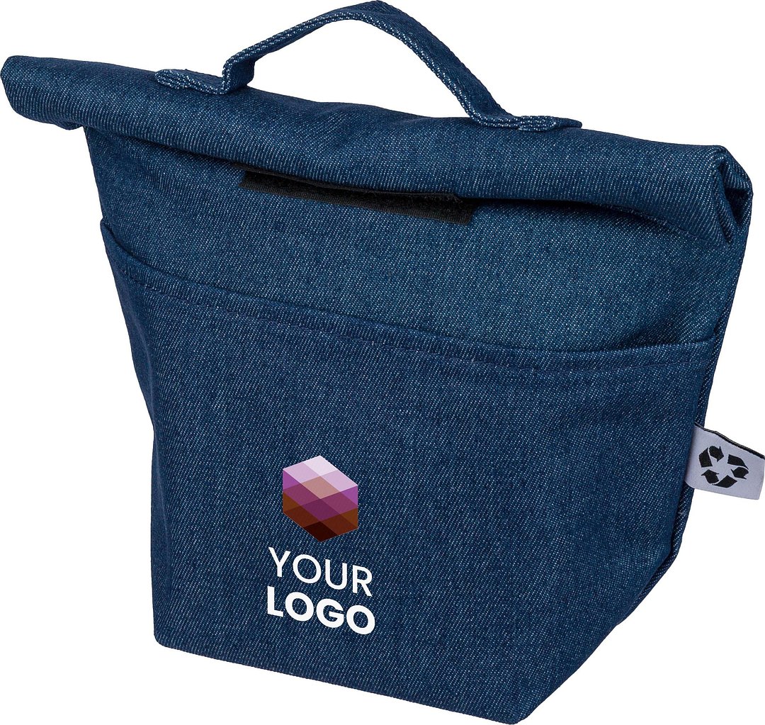 Recycelte Denim-Kühltasche mit Rollverschluss Emman