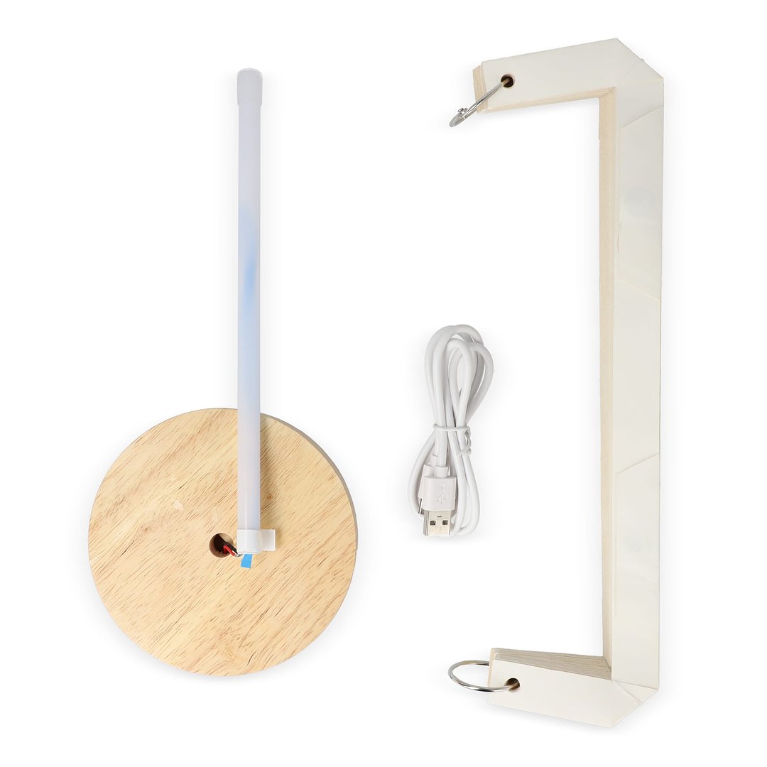 faltbare Papier-LED-Lampe Aurora Tall auf Holzsockel, 32cm Bigelien