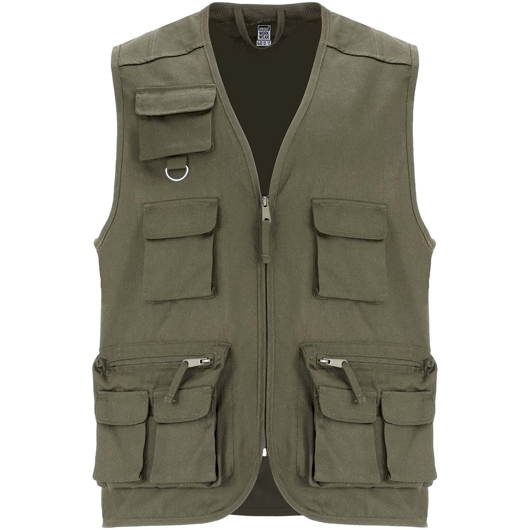 Arbeitsweste mit V-Ausschnitt und mehreren Taschen, 200 g/m2 - Elverven