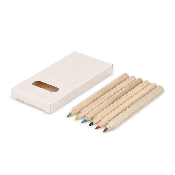 6 Buntstifte in einer Schachtel aus recyceltem Milchkarton Ferinas