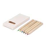 6 Buntstifte in einer Schachtel aus recyceltem Milchkarton Ferinas