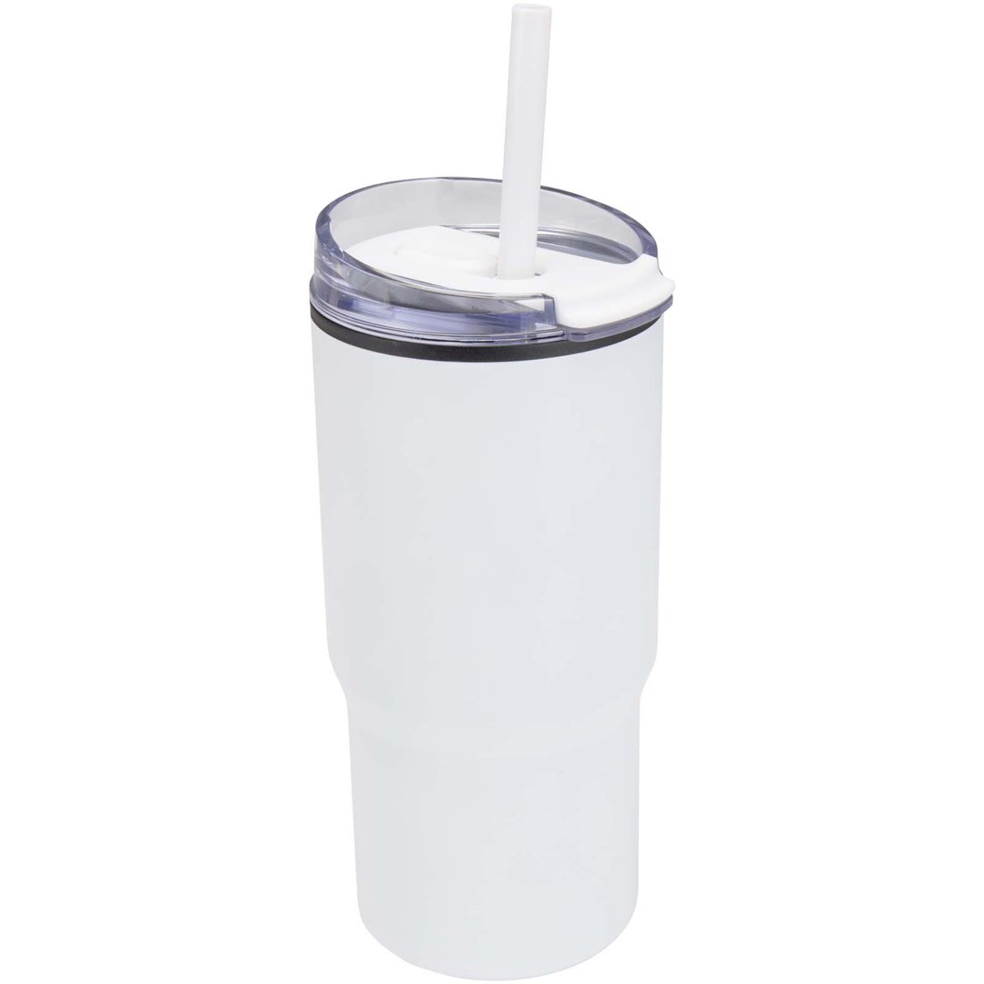 540 ml RCS Becher aus recyceltem Material, doppelwandig isoliert, mit Trinkhalm - Marlixhla