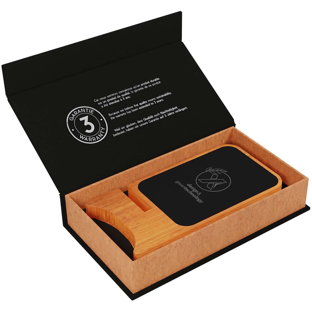 Kabelloser 10-Watt-Ladeständer aus Holz mit Leuchtlogo - Andin