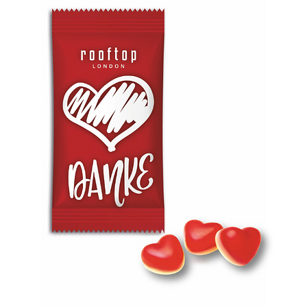 Himbeer-Herzen Fruchtgummi mit Vanilleschaum individuell bedruckbar 