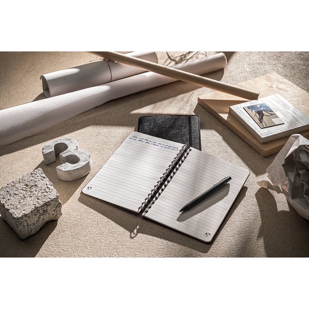 A5 Notizblock mit Umschlag aus recyceltem Filz (100% rPET) und linierten Seiten Natinga