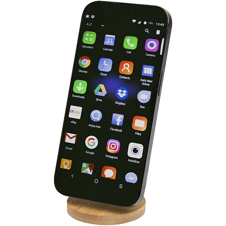 Klappbare magnetische Smartphonehalterung aus recyceltem Kunststoff mit Bambusdetails - Gilgio