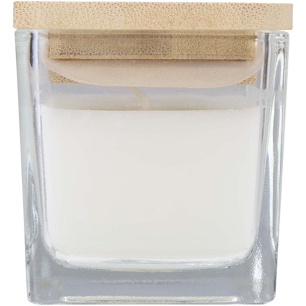Quadratische Glaskerze mit Bambusdeckel - Badi