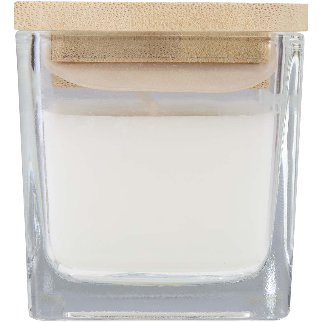 Quadratische Glaskerze mit Bambusdeckel - Badi