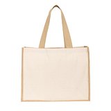 Tasche aus Canvas (320 g/m²), mit Boden und Seiten aus laminierter Jute (350 g/m²) in Naturtönen Annani