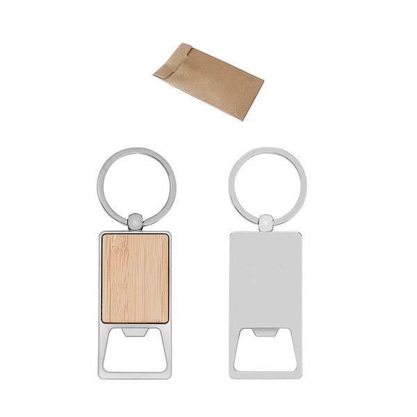 Schlüsselanhänger aus Eisen in rechteckiger Form mit Flaschenöffner Emmascien