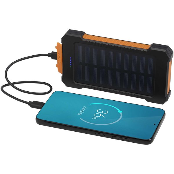 10 W 5000 mAh robuste Solar Powerbank aus recyceltem Kunststoff mit integrierter Taschenlampe - Dori