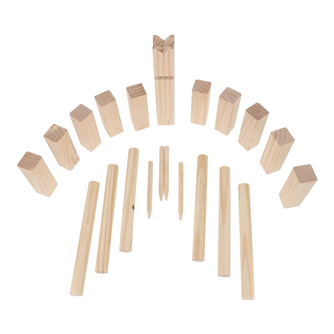 Kubb Spiel aus Holz mit Beutel Renini