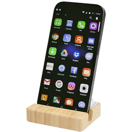 Smartphonehalterung aus recyceltem Kunststoff mit Fidget-Toy mit Bambusdetails - Littt