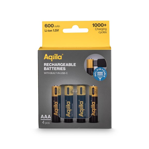 Wiederaufladbare USB-C-Batterien AAA 600 mAh, 4er-Pack Bendritla