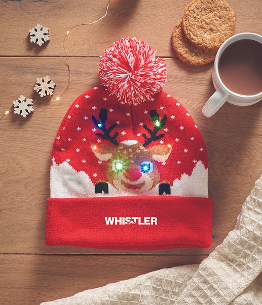 Weihnachtliche Strickmütze LED Benestel