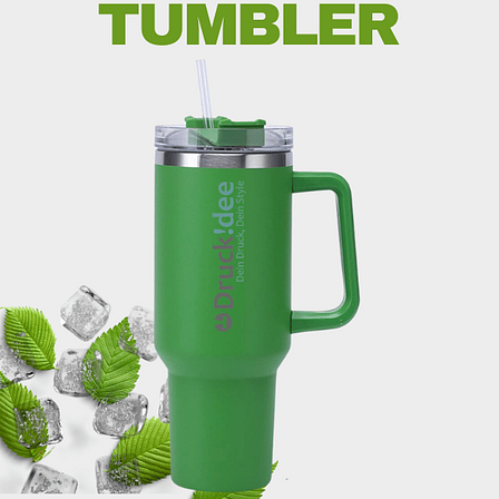Tumbler 1.2 Liter Thermobecher aus Edelstahl mit Strohhalm und Henkel