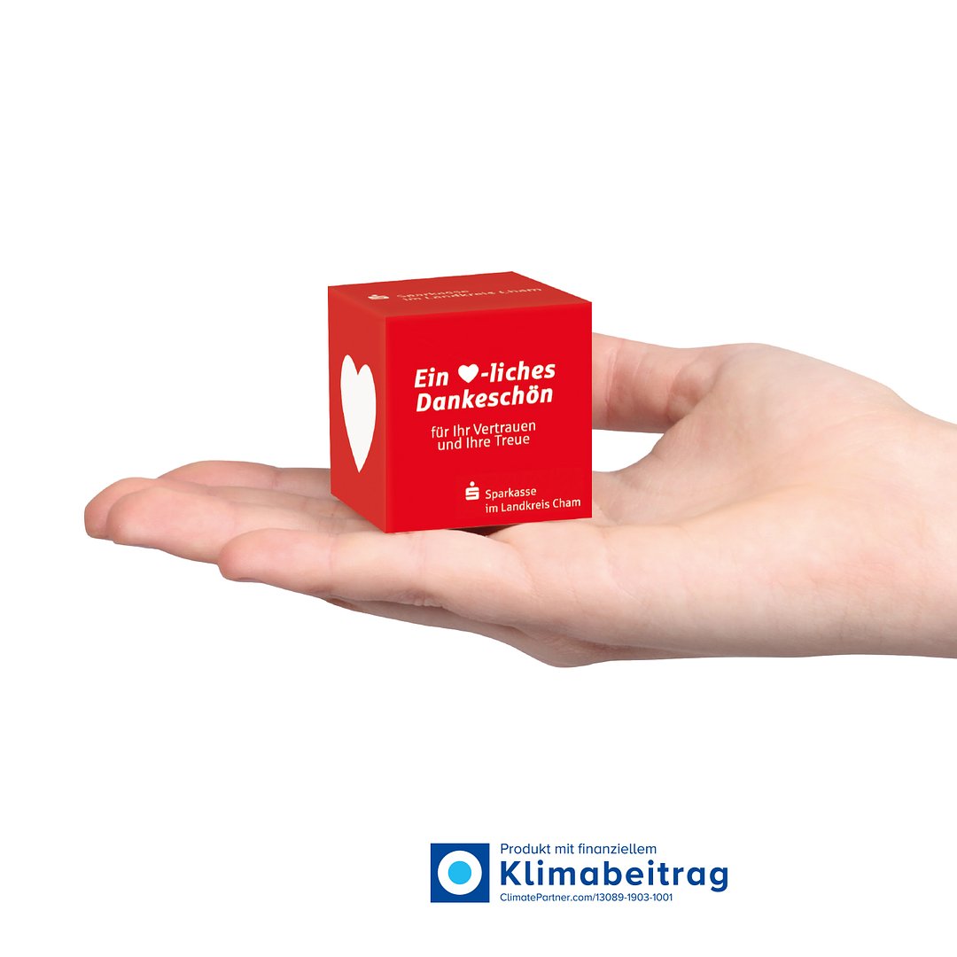 Werbewürfel mit süsser Füllung