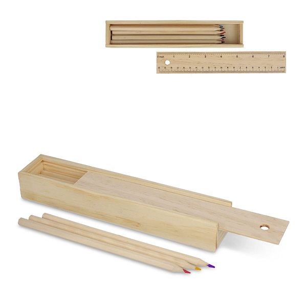 Buntstifte in Holzschiebeschachtel Nesca