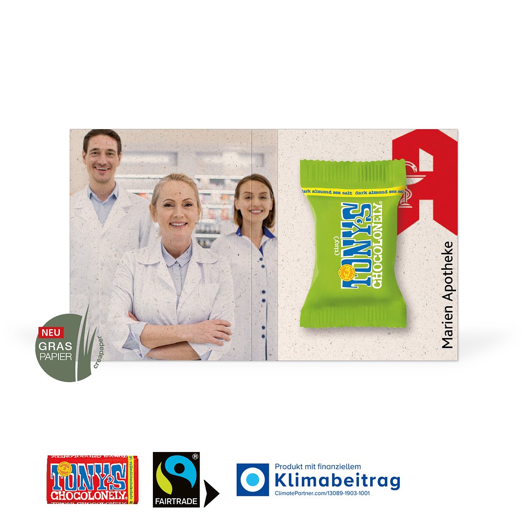 Werbe-Klappkarte mit süsser Füllung