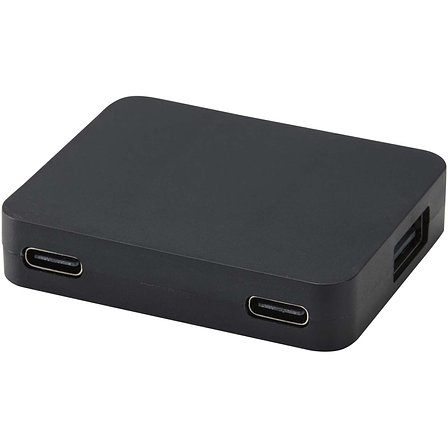 4 Port USB Hub mit USB-A- und Typ-C-Ausgang und zwei Eingängen aus recyceltem Kunststoff - Giun
