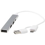 4 Port Hub aus recyceltem Aluminium mit USB-A- und Typ-C-Anschlüssen und zwei Eingängen - Regiel