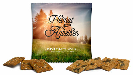 Vollkorn Snack im Werbetütchen