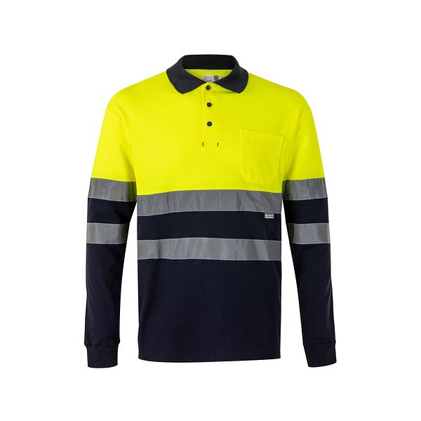 Zweifarbiges Piqué-Poloshirt (150g/m²) mit langen Ärmeln, aus Baumwolle (55%) und Polyester (45%) Lüzzaza
