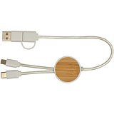 30 cm 5-in-1 Kabel aus recyceltem Kunststoff für Datenübertragung und 27W Schnellladung mit Bambusdetails - Bettt