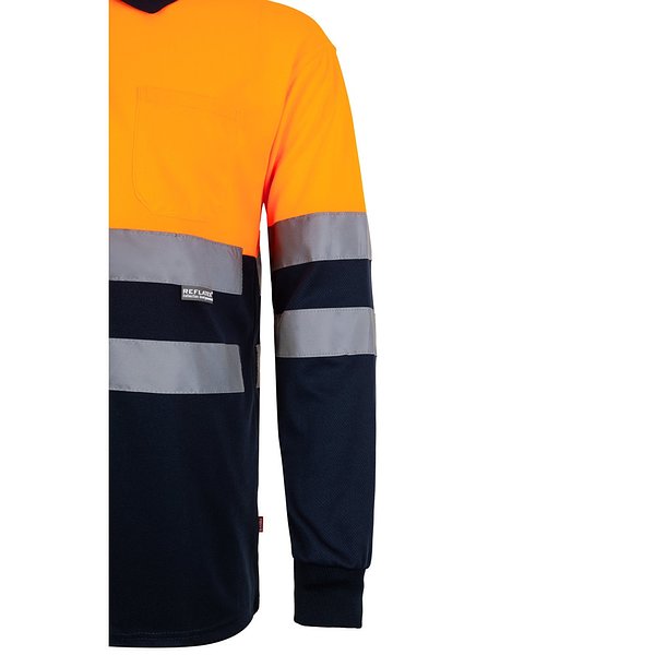 Zweifarbiges Poloshirt im Bird-Eye-Design (160g/m²) mit langen Ärmeln, aus Polyester (100%) Beatiani