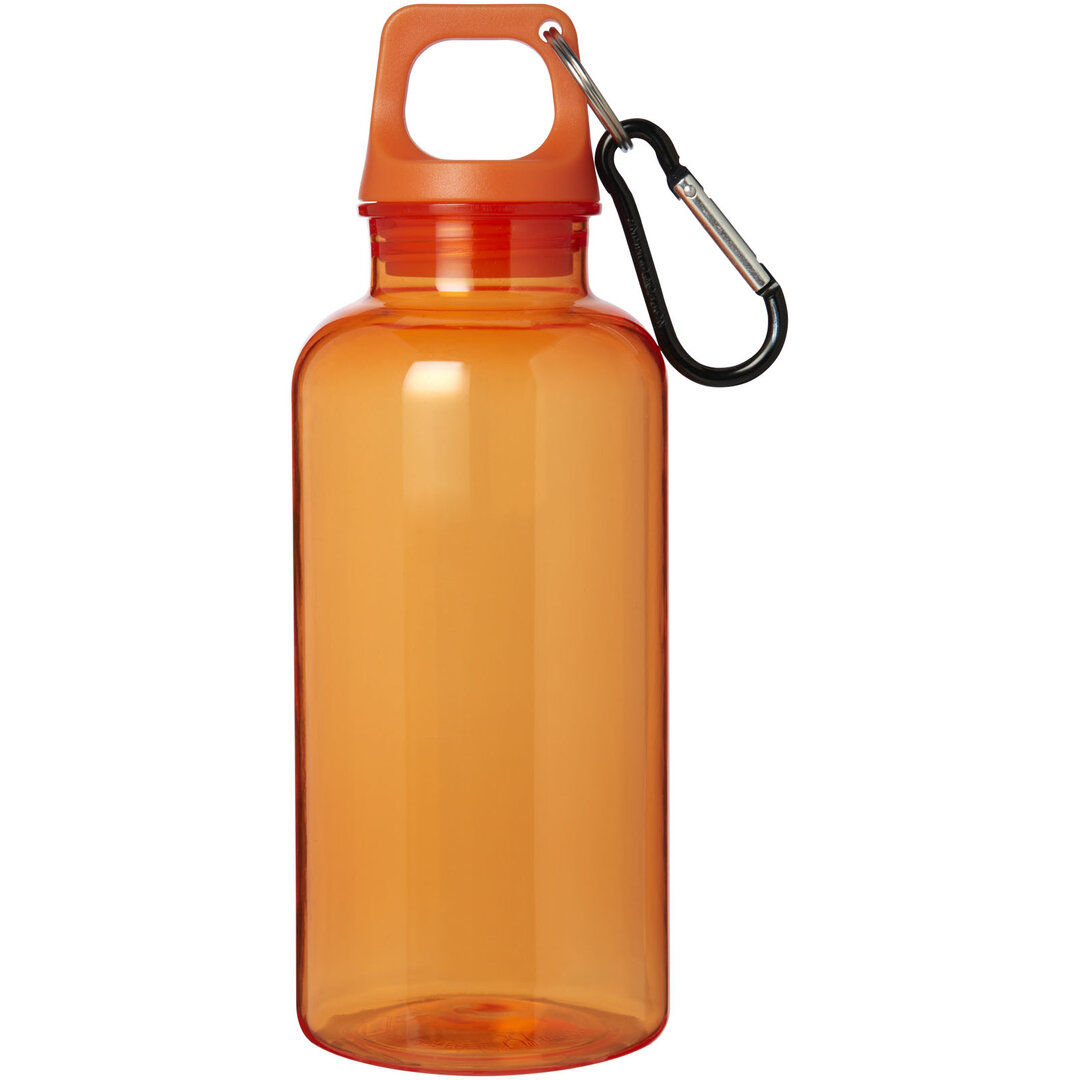 400 ml RCS-zertifizierte Trinkflasche aus recyceltem Kunststoff mit Karabiner - Emerik