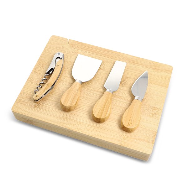4er-Set für Käse und Wein aus Bambus Maschast