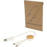 30 cm 5-in-1 Kabel aus recyceltem Kunststoff für Datenübertragung und 27W Schnellladung mit Bambusdetails - Bettt