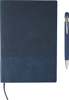 Recyceltes PU-Notizbuch (A5) und Kugelschreiber-Set Ramudolf