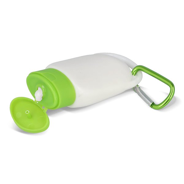 Sonnenschutzlotion mit Karabiner SPF30 aus recyceltem Material Hatrudi