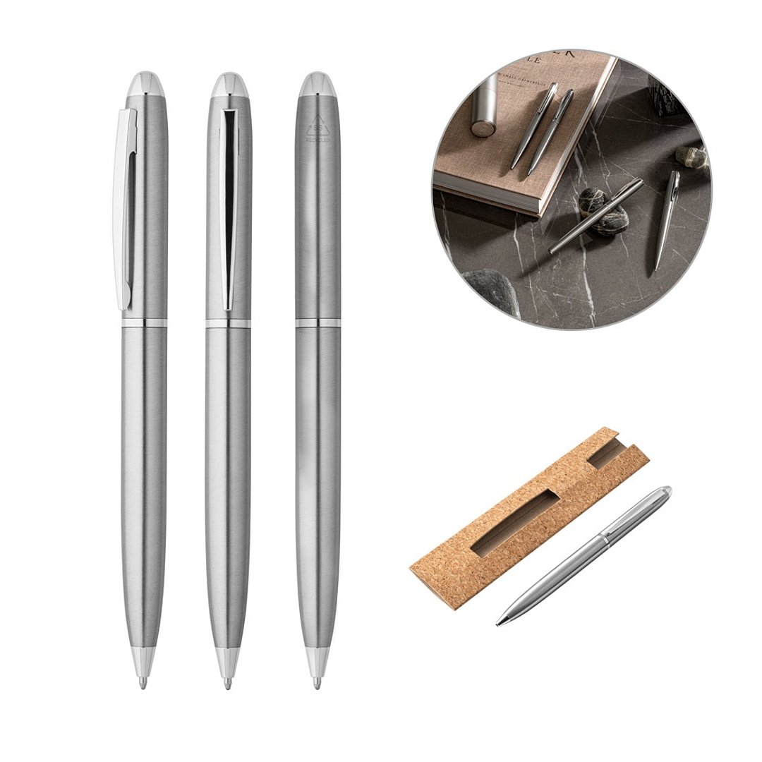 Kugelschreiber aus 53% recyceltem Edelstahl mit Clip Leenellen