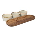Holzständer mit 3 runden Keramikschalen Giamina
