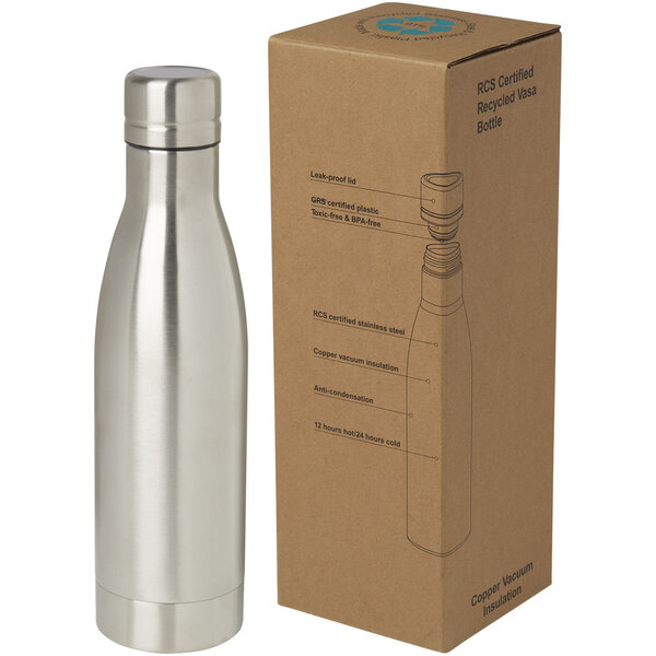 RCS-zertifizierte Kupfer-Vakuum Isolierflasche aus recyceltem Edelstahl, 500 ml - Truia