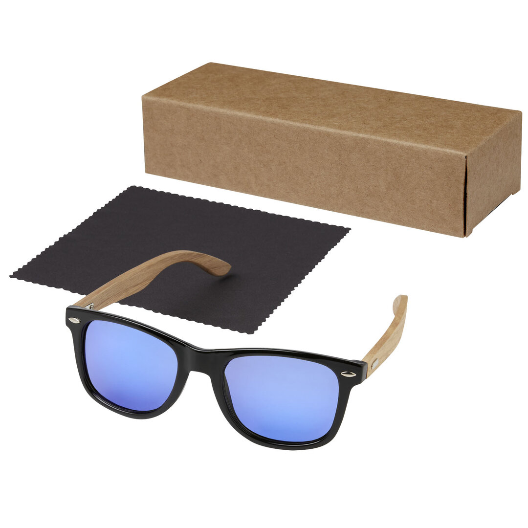 Verspiegelte polarisierte Sonnenbrille aus rPET/Holz in Geschenkbox - Itatholli