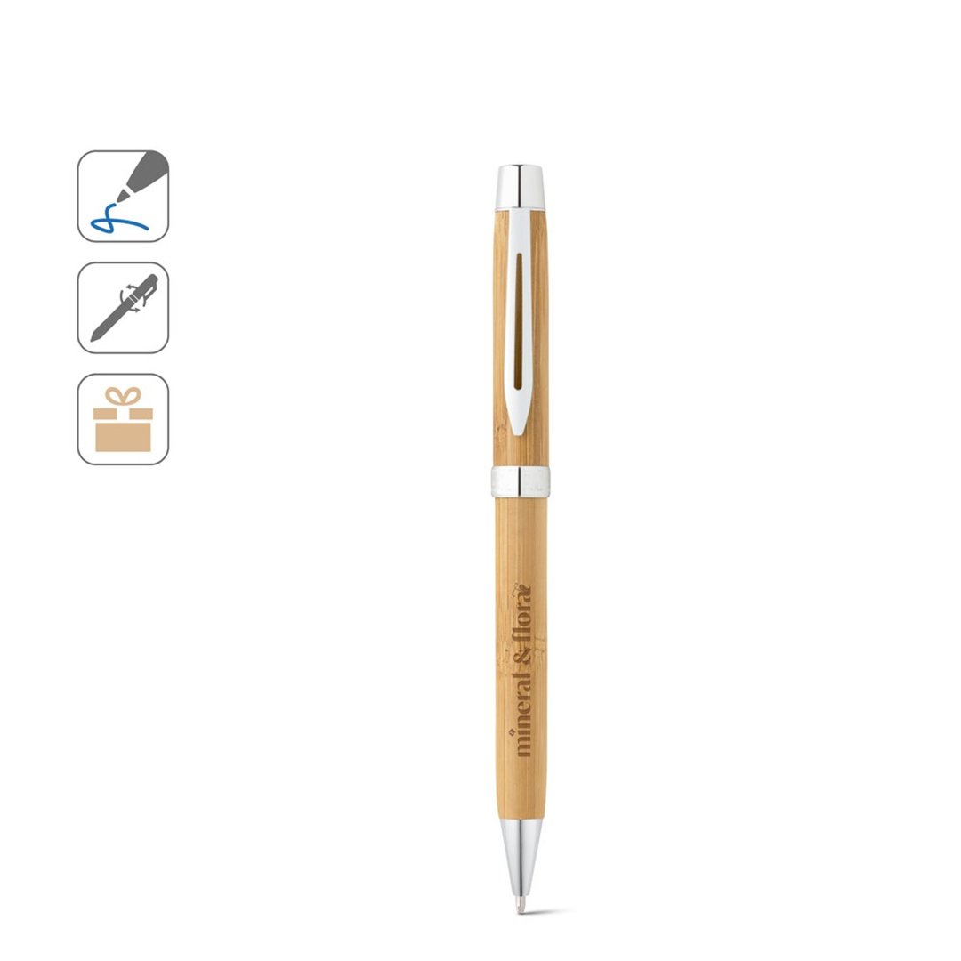 Bamboo Kugelschreiber mit Clip und Drehmechanik Ferelf