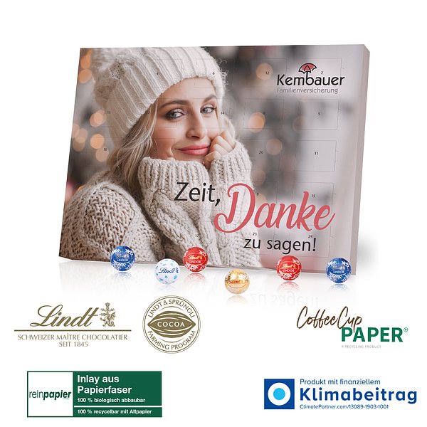 Upcycling Adventskalender „Coffee-Cup“ mit Lindt Schokolade