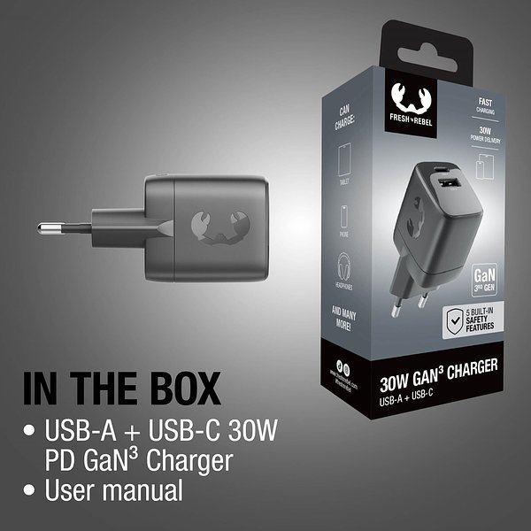 30W Schnellladegerät GaN USB-C &amp; USB-A Chlans