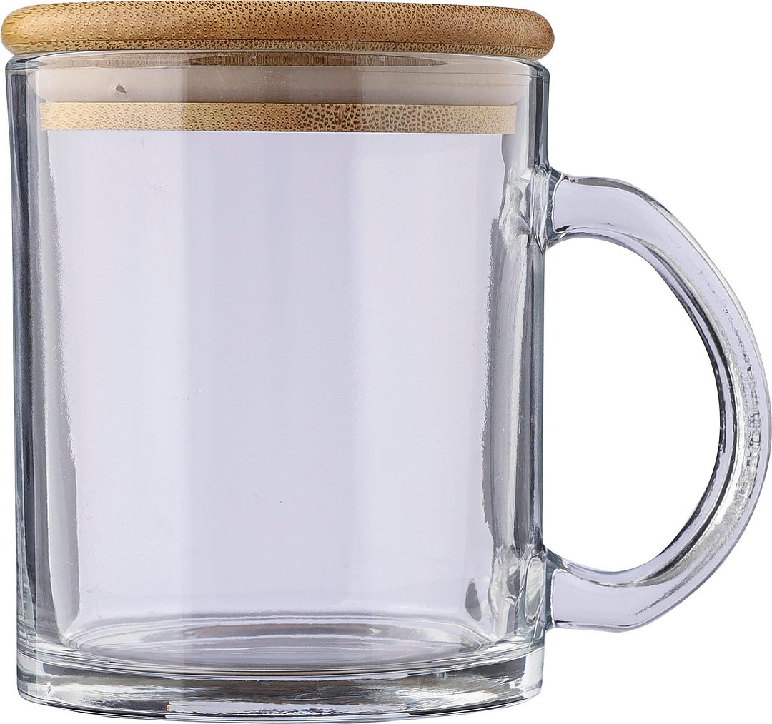 Trinkbecher Raza | Recyceltes Glas | Bambusdeckel | 300 ml