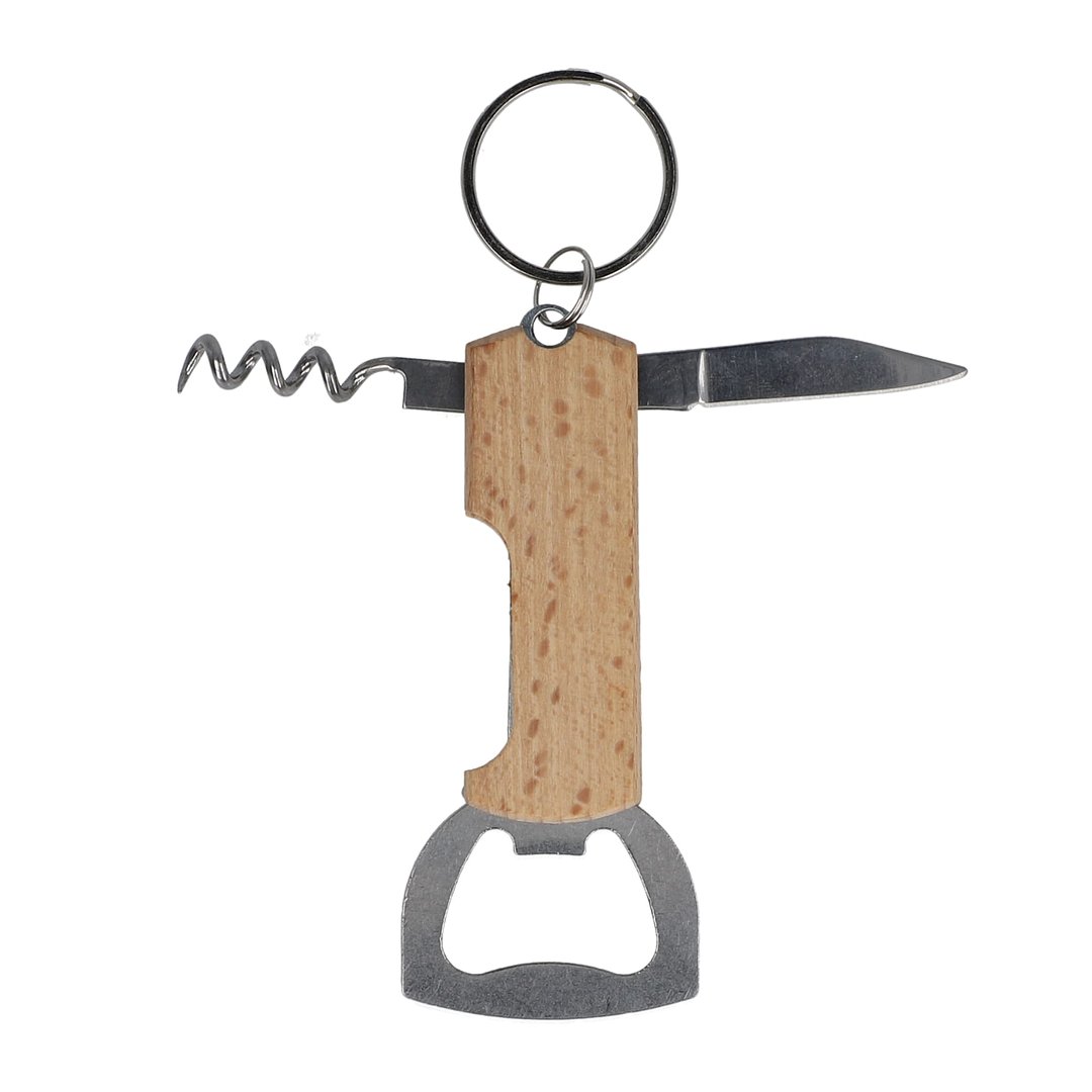 Bambus Wein & Flaschenöffner Schlüsselanhänger Rudina