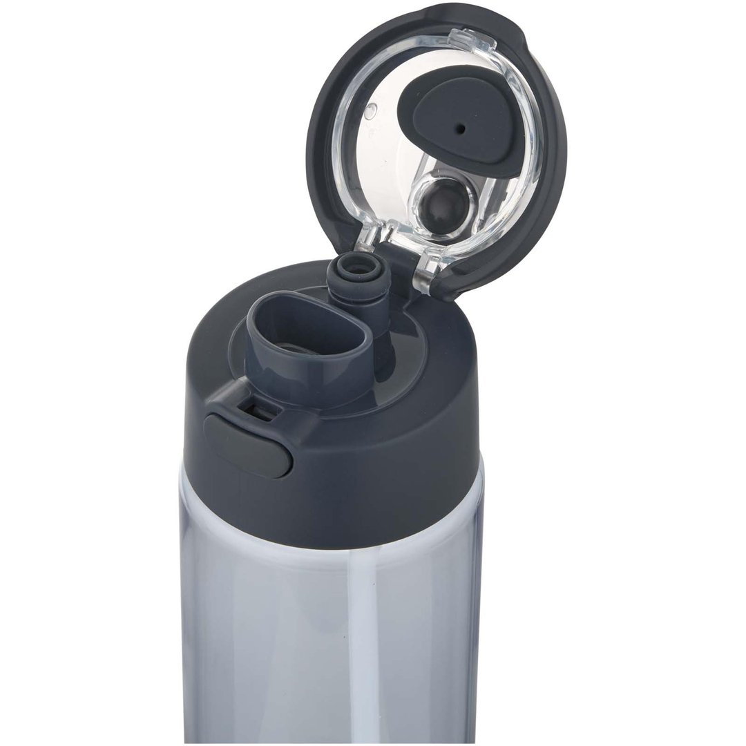 700 ml RCS Trinkflasche aus recyceltem Kunststoff mit Multifunktionsdeckel und Klappstrohhalm - Vreilga