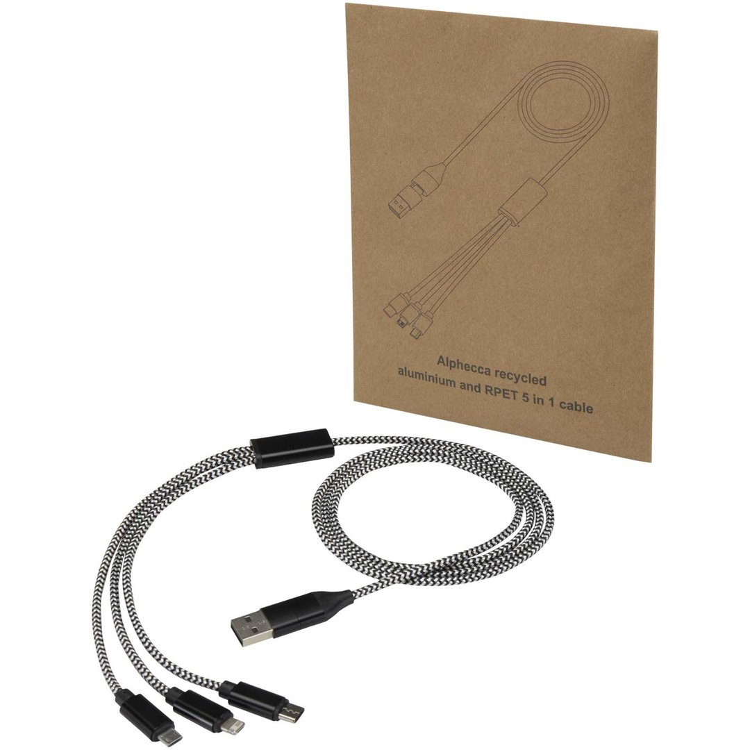 5-in-1-Ladekabel aus recyceltem Aluminium und RPET - Köbistgas